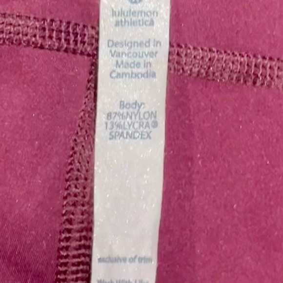 Lululemon Fast & Free Crop 19” Black Cherry - Picture 2 of 3